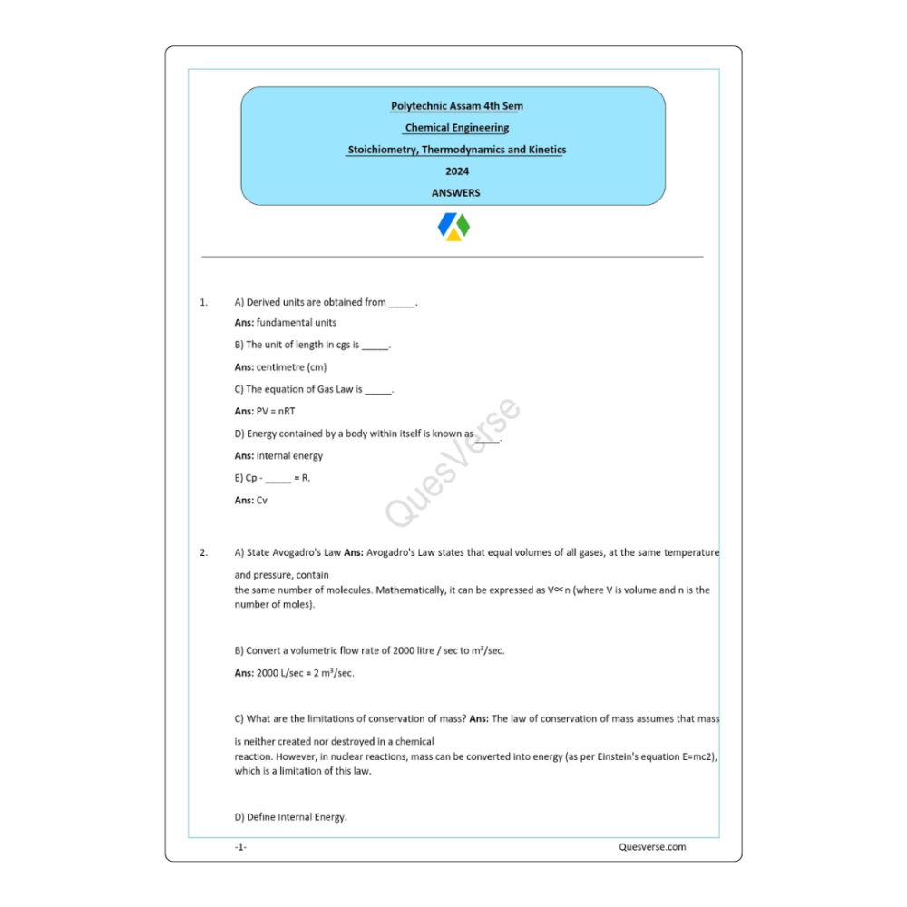 All in one Bundle pack | Chemical Engineering | PYQ Solutions | 4th Sem Polytechnic Assam - Image 5