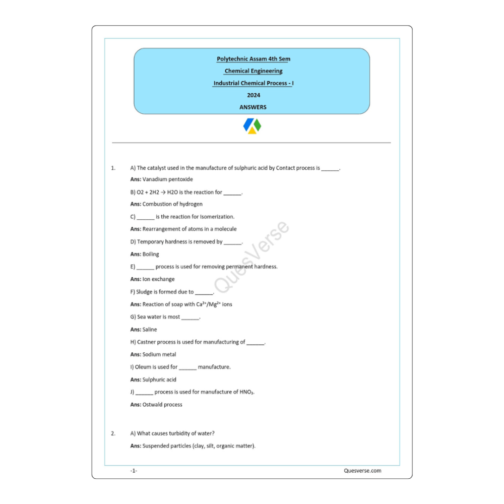 All in one Bundle pack | Chemical Engineering | PYQ Solutions | 4th Sem Polytechnic Assam - Image 7