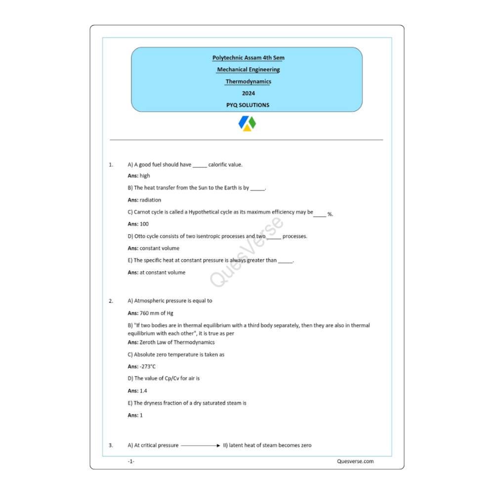 Thermodynamics | Mechanical Engineering | PYQ Solutions | 4th Sem-Polytechnic Assam - Image 2