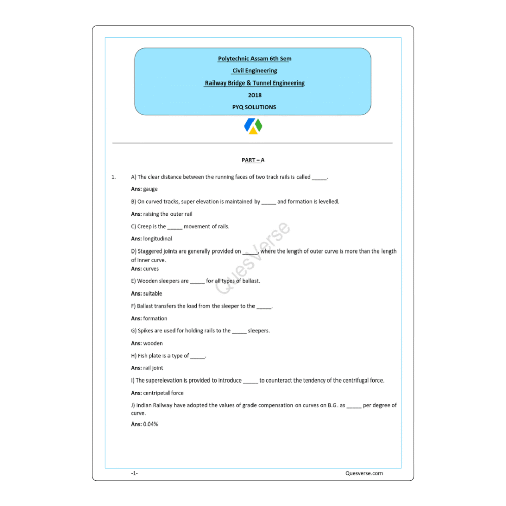 Railway Bridge & Tunnel Engineering | Civil Engineering | PYQ Solutions | 6th Sem Polytechnic Assam - Image 2