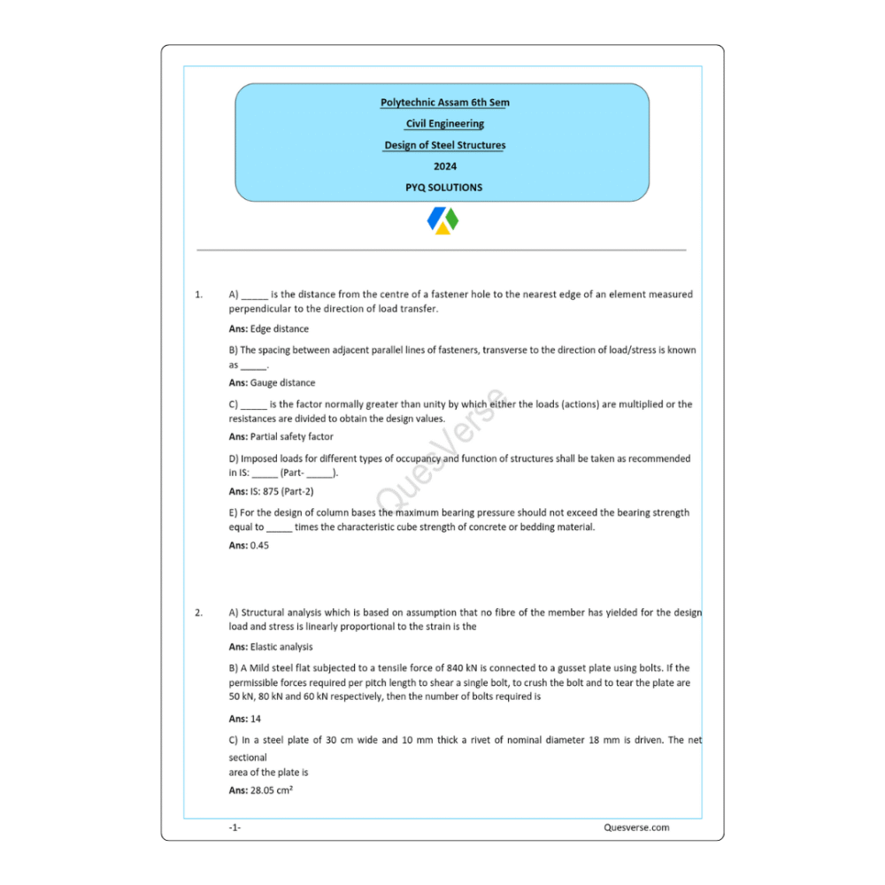 All in one Bundle Pack | Civil Engineering | PYQ Solutions | 6th Sem Polytechnic Assam - Image 5
