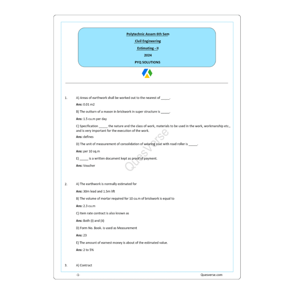 All in one Bundle Pack | Civil Engineering | PYQ Solutions | 6th Sem Polytechnic Assam - Image 3
