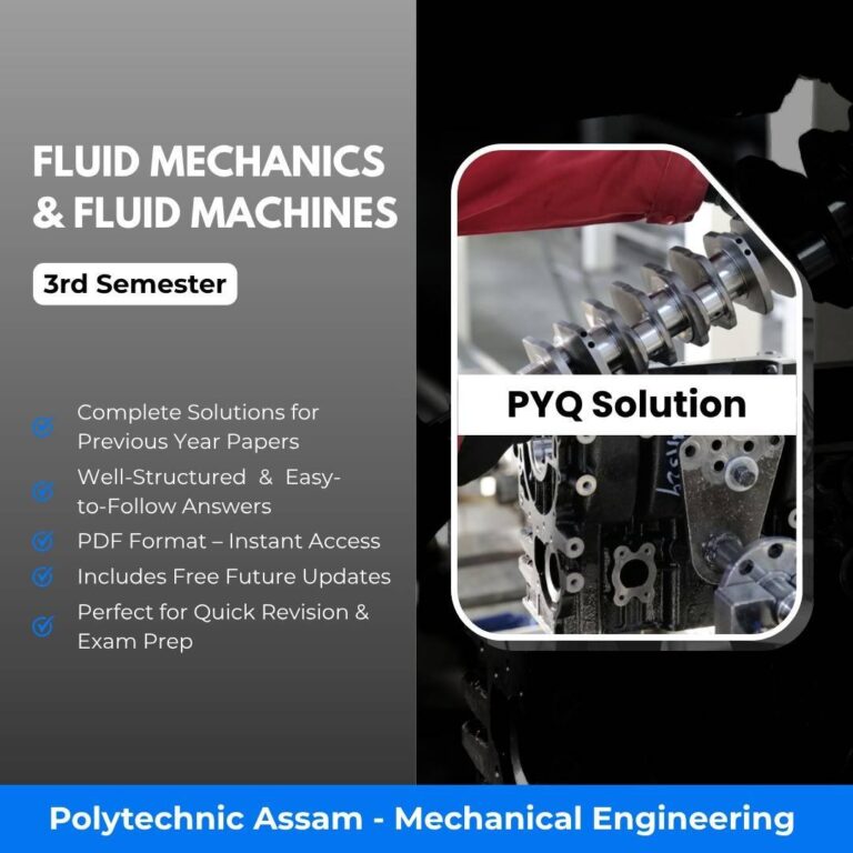 Fluid Mechanics & Fluid Machines | Mechanical Engineering | PYQ Solutions | 3rd Sem-Polytechnic Assam