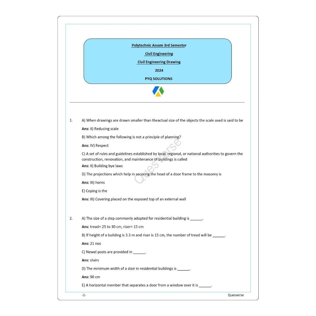 Building Planning & Drawing | Civil Engineering | PYQ Solutions | 3rd Sem-Polytechnic Assam - Image 2