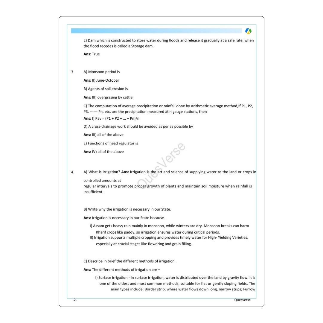 Water Resources Engineering | Civil Engineering | PYQ Solutions | 3rd Sem-Polytechnic Assam - Image 3