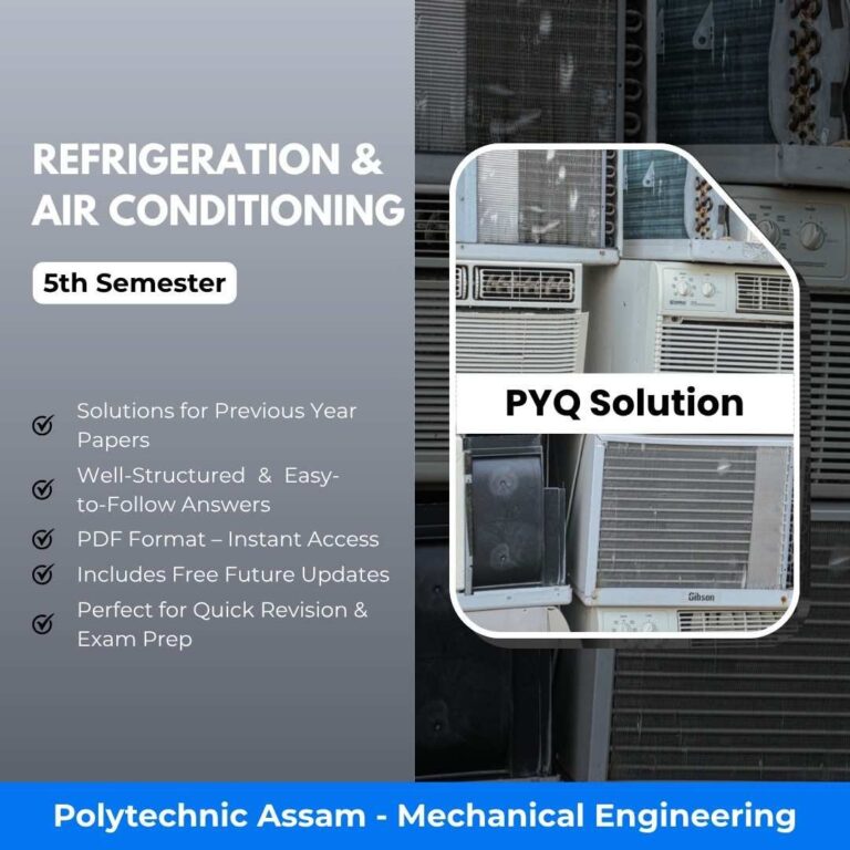 Refrigeration & Air Conditioning | Mechanical Engineering | PYQ Solutions | 5th Sem-Polytechnic Assam