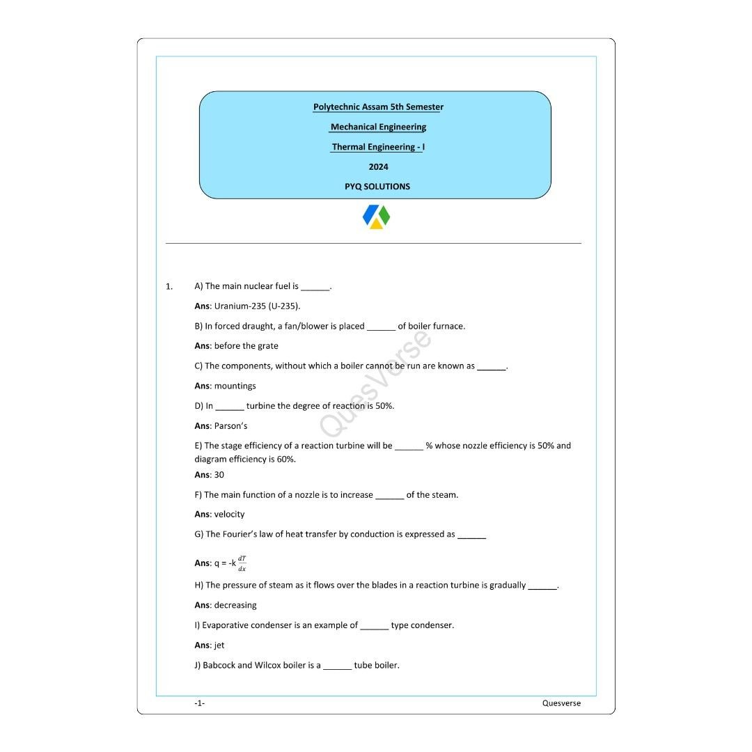 Thermal Engineering-I | Mechanical Engineering | PYQ Solutions | 5th Sem-Polytechnic Assam - Image 2