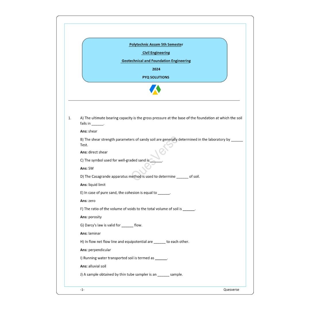 All in one Bundle pack | Civil Engineering | PYQ Solutions | 5th Sem Polytechnic Assam - Image 5