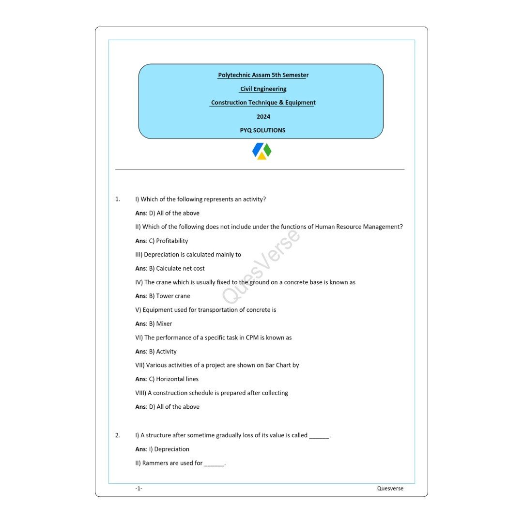 All in one Bundle pack | Civil Engineering | PYQ Solutions | 5th Sem Polytechnic Assam - Image 7