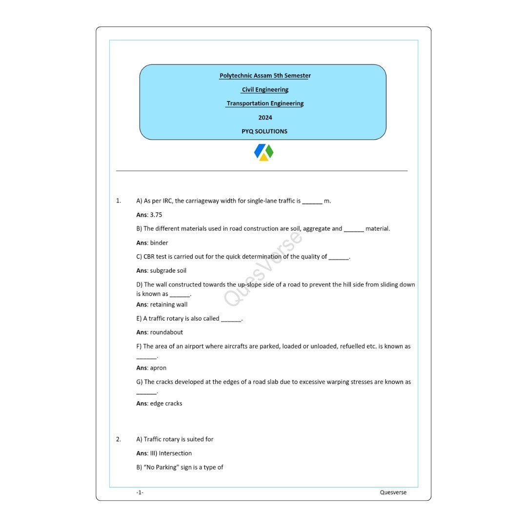All in one Bundle pack | Civil Engineering | PYQ Solutions | 5th Sem Polytechnic Assam - Image 3