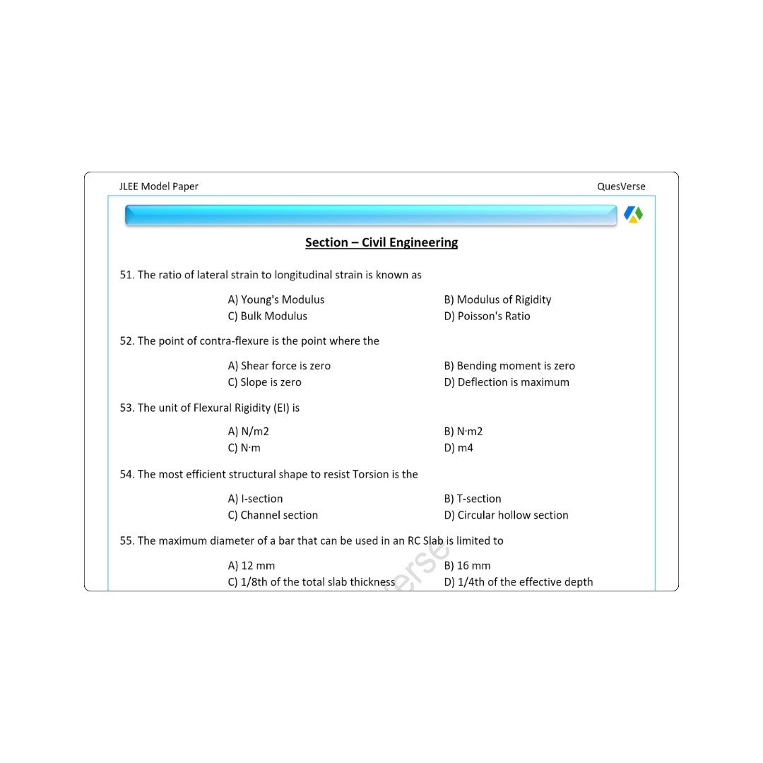 Joint Lateral Entrance Exam | Civil Engineering | Model Question Paper 2026 - Image 5